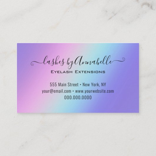 Holographic Makeup EyeLashes Sparkle Glitzer Tropf Visitenkarte (Rückseite)