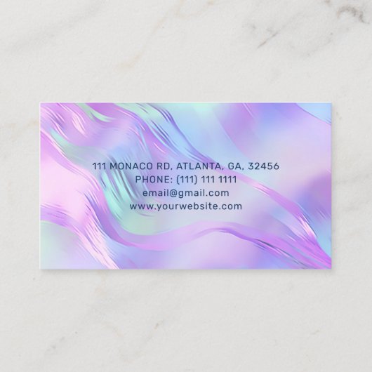 Holographic Makeup Hair WELLNESS-CENTER Nail Salon Visitenkarte (Rückseite)