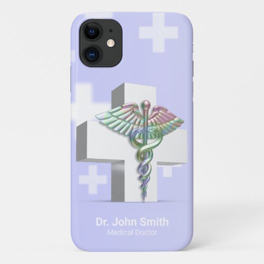 Holographic Medical 3D Caduceus White Cross Case-Mate iPhone Hülle (Rückseite)