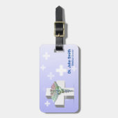 Holographic Medical 3D Caduceus White Cross Gepäckanhänger (Vorderseite vertikal)