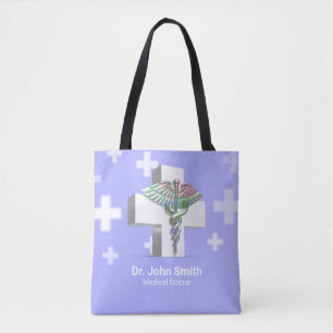 Holographic Medical 3D Caduceus White Cross Tasche