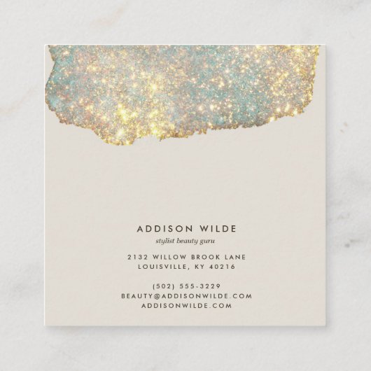 Holographic Modern Glam Glitzer Bracelet Display Quadratische Visitenkarte (Rückseite)