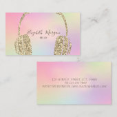 Holographic Modern Gold Glitzer Headphone DJ Visitenkarte (Vorne/Hinten)