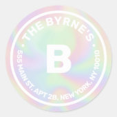Holographic Monogram Address Classic Round Aufkleb Runder Aufkleber (Vorderseite)