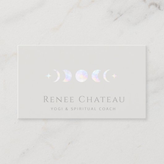 Holographic Moon Phase Yoga Spiritueller Coach Visitenkarte (Vorderseite)