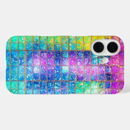 Holographic Mosaic Tile Rainbow Phone Case (Rückseite (Horizontal))