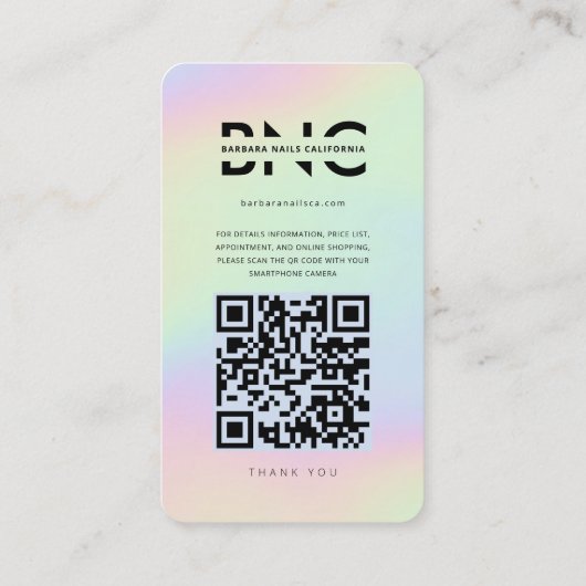 Holographic Nail Artist Modern Instagram Visitenkarte (Rückseite)