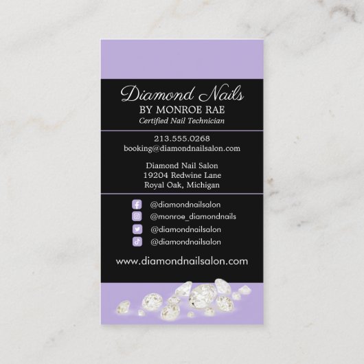 Holographic Nail Tech Nail Salon Trendy Hand Logo Visitenkarte (Rückseite)