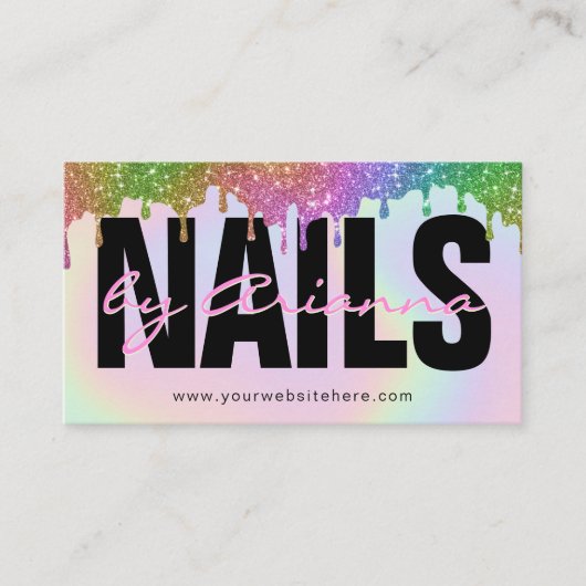 Holographic Nail Tech | Nail Stylist Paint Tropfen Visitenkarte (Vorderseite)