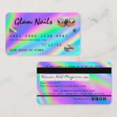 Holographic Nail Technician Kreditkarte Visitenkarte (Vorne/Hinten)