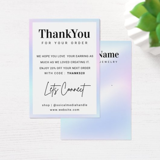 Holographic Name Earring Display Danke Karte (Schreibtisch)