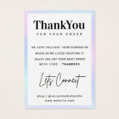 Holographic Name Earring Display Danke Karte (Vorderseite)