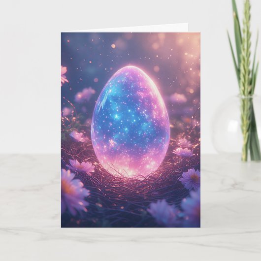 Holographic Neon Easter Egg Card Feiertagskarte (Vorderseite)