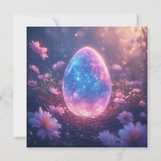 Holographic Neon Easter Egg Card Feiertagskarte (Vorderseite)
