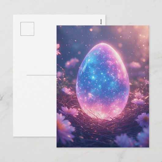 Holographic Neon Easter Egg Card Feiertagspostkarte (Vorne/Hinten)