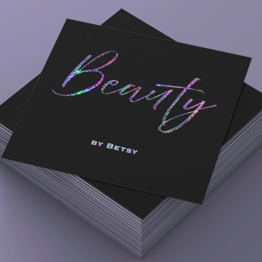 Holographic Neon Glitzer Beauty Business Card