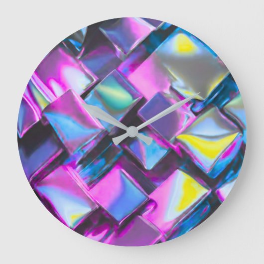 Holographic Neon Glow Aesthetic  Große Wanduhr (Vorderseite)