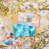 Holographic Ocean Gold Confetti Boutique Shop Visitenkarte