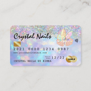Holographic Opal Crystal Nail Tech Kreditkarte Visitenkarte