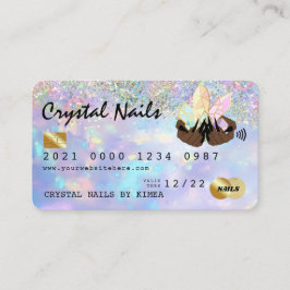 Holographic Opal Crystal Nail Tech Kreditkarte Visitenkarte