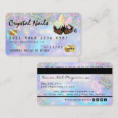 Holographic Opal Crystal Nail Tech Kreditkarte Visitenkarte (Vorne/Hinten)