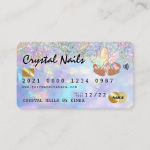 Holographic Opal Crystal Nail Tech Kreditkarte