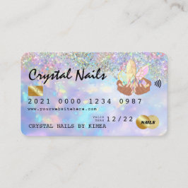 Holographic Opal Crystal Nail Tech Kreditkarte Visitenkarte