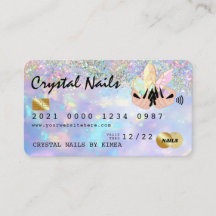 Holographic Opal Crystal Nail Tech Kreditkarte