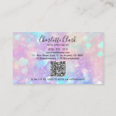 Holographic Opal Glitzer QR Code Nail Salon Visitenkarte (Rückseite)
