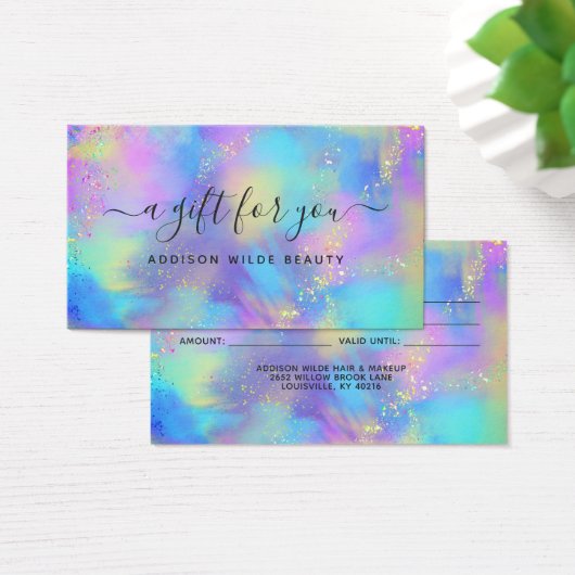 Holographic Opal Iridescent Business-Geschenkkarte (Schreibtisch)