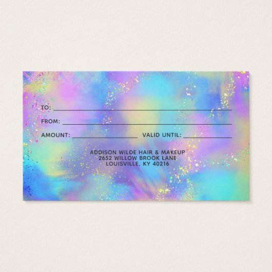 Holographic Opal Iridescent Business-Geschenkkarte (Rückseite)