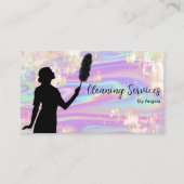 Holographic Opal Maid Cleaning Services Glitzer Visitenkarte (Vorderseite)