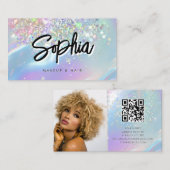 Holographic Opal QR Code Logo Shiny Beauty Visitenkarte (Vorne/Hinten)