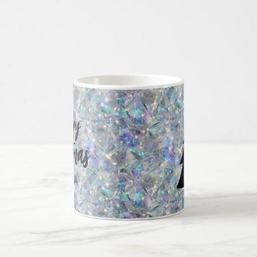 Holographic Opal Stone Background Frohe Weihnachte Kaffeetasse (Mittel)