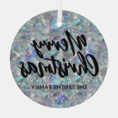 Holographic Opal Stone Background Frohe Weihnachte Ornament Aus Glas (Rückseite)