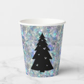 Holographic Opal Stone Background Frohe Weihnachte Pappbecher (Rückseite)