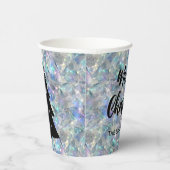 Holographic Opal Stone Background Frohe Weihnachte Pappbecher (Rechts)