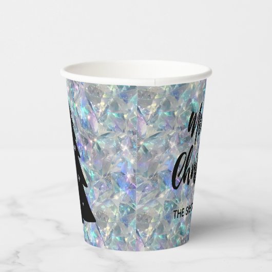 Holographic Opal Stone Background Frohe Weihnachte Pappbecher (Rechts)