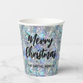 Holographic Opal Stone Background Frohe Weihnachte Pappbecher (Vorderseite)