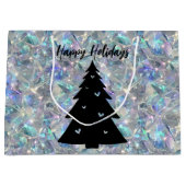 Holographic Opal Stone Background Happy Holidays Große Geschenktüte (Vorderseite)