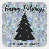 Holographic Opal Stone Background Happy Holidays Quadratischer Aufkleber (Vorderseite)
