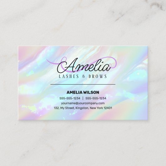 Holographic Opal Stone Eye Lashes Brows Makeup Visitenkarte (Vorderseite)