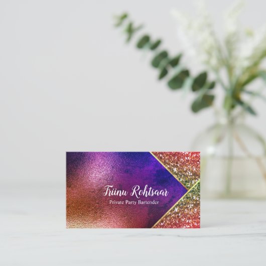 Holographic Opal Stone Glitzer Business Card Visitenkarte (Stehend Vorderseite)