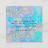 Holographic Opal Stone Glitzer Quadratische Visitenkarte (Rückseite)