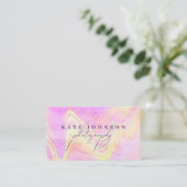 Holographic Opal Stone Marble Script QR Code Visitenkarte (Stehend Vorderseite)