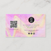 Holographic Opal Stone Marble Script QR Code Visitenkarte (Rückseite)