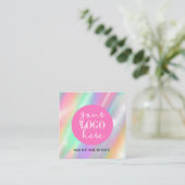 Holographic Pastel Brand Card with QR Code Quadratische Visitenkarte (Stehend Vorderseite)