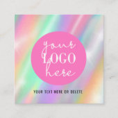 Holographic Pastel Brand Card with QR Code Quadratische Visitenkarte (Vorderseite)