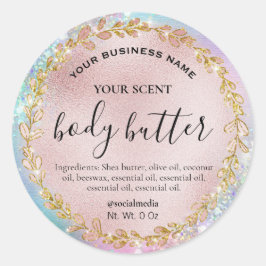 Holographic Pastel Glitzer Rose Gold Body Butter Runder Aufkleber
