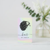 Holographic Pastel Rainbow Unicorn Afro Hair Girl Visitenkarte (Stehend Vorderseite)